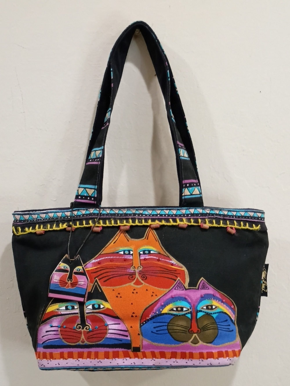 Laurel Burch 3 Cats Fantastic Felines Zippered Tote - Rare!